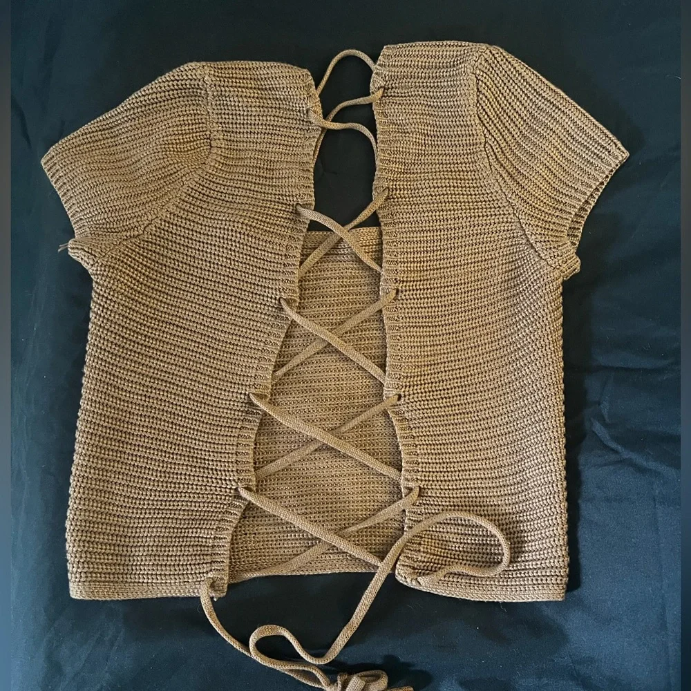 Brown Knit Women's Top